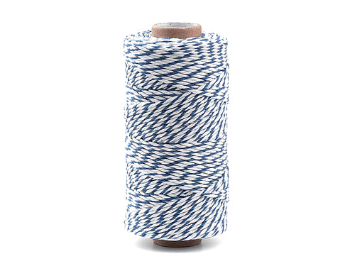 Baumwollsschnur / Baumwoll Kordel in blau / weiß 1.5~2mm - 90 Meter