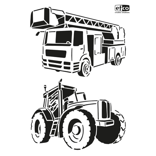 Stencil Traktor & Feuerwehrauto