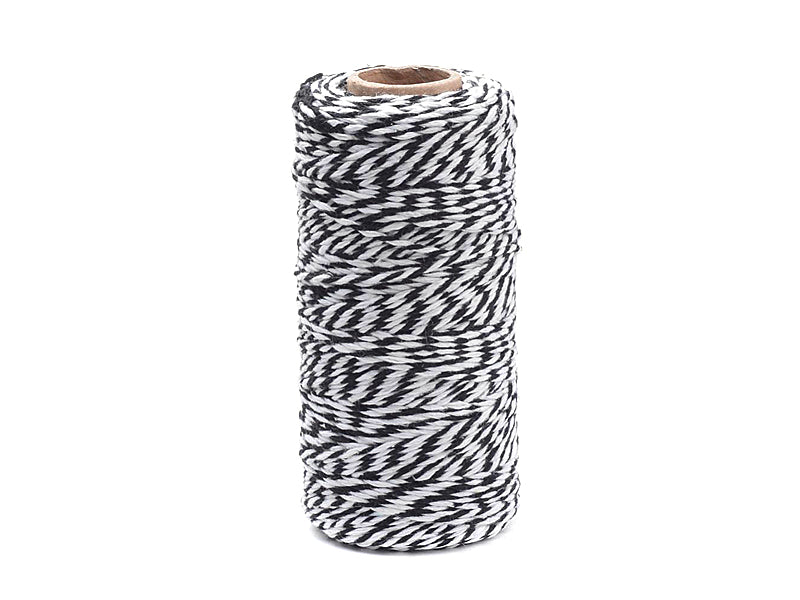 Baumwollsschnur / Baumwoll Kordel in schwarz / weiß 1.5~2mm - 90 Meter