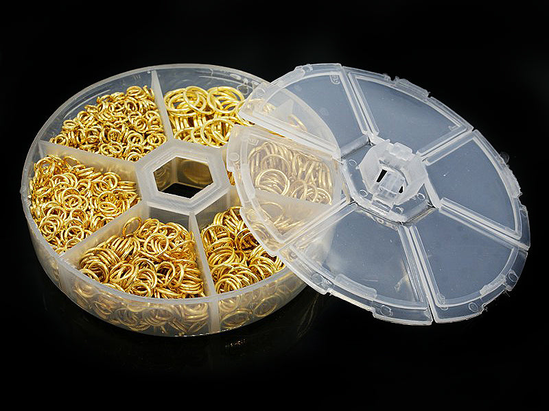 Binderinge-Box sortiert 4-10mm in goldfarben - 145g