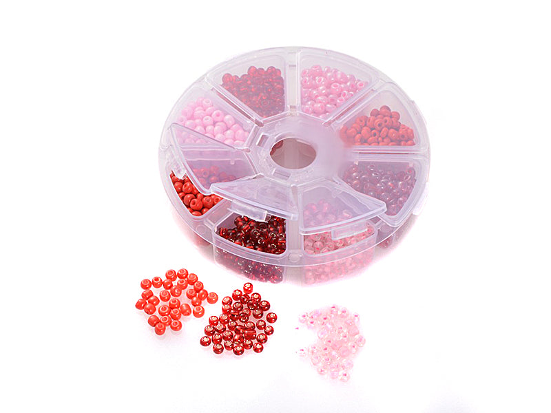 Rocailles Perlen / Fädelperlen Box Farbmix Pink - 6/0 / 4mm - 1440 Stück