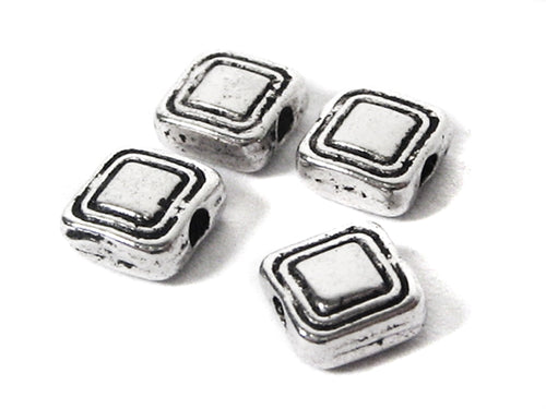 Metallspacer “Quadrat“ in silber 6,5 mm - 10 Stück