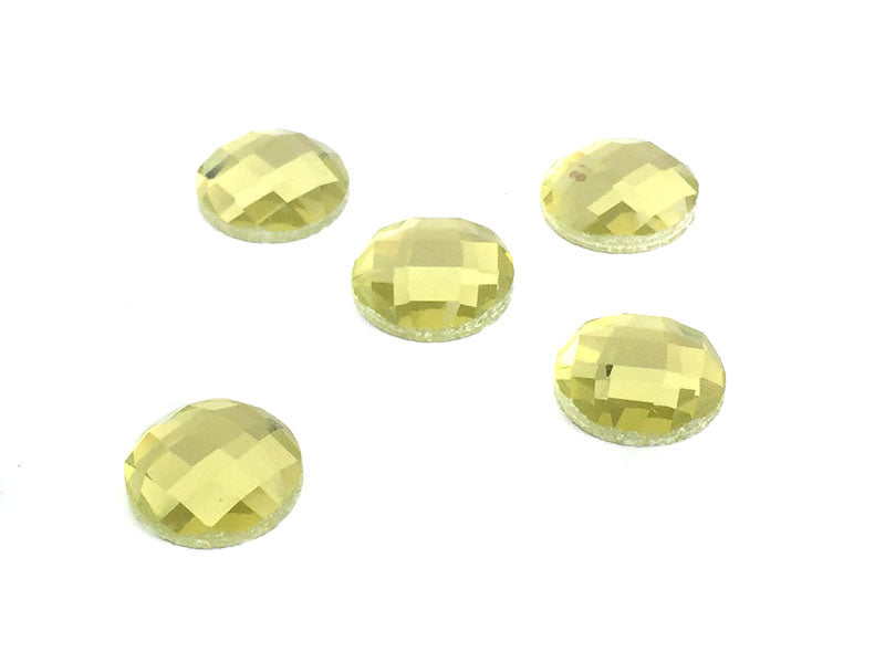 Facettierte Glascabochons 12 mm in gelb