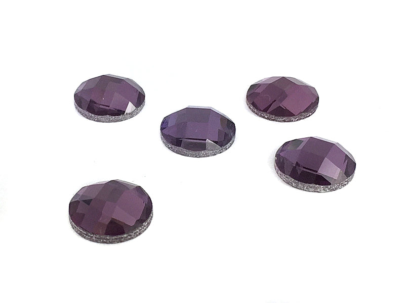 Facettierte Glascabochons 10 mm in lila