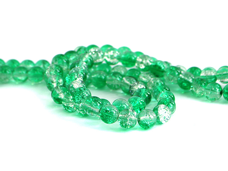 Crackle Glasperlen in grün / weiß 8 mm Durchmesser - 100 Stück