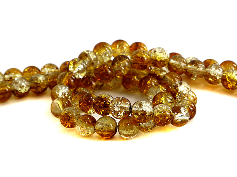 Crackle Glasperlen in braun / gelb 8 mm Durchmesser - 100 Stück