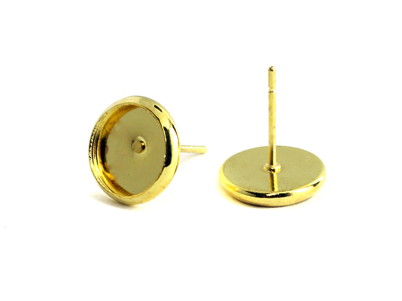 Ohrstecker mit Fassung 8 mm Durchmesser in goldfarben - 10 Stück