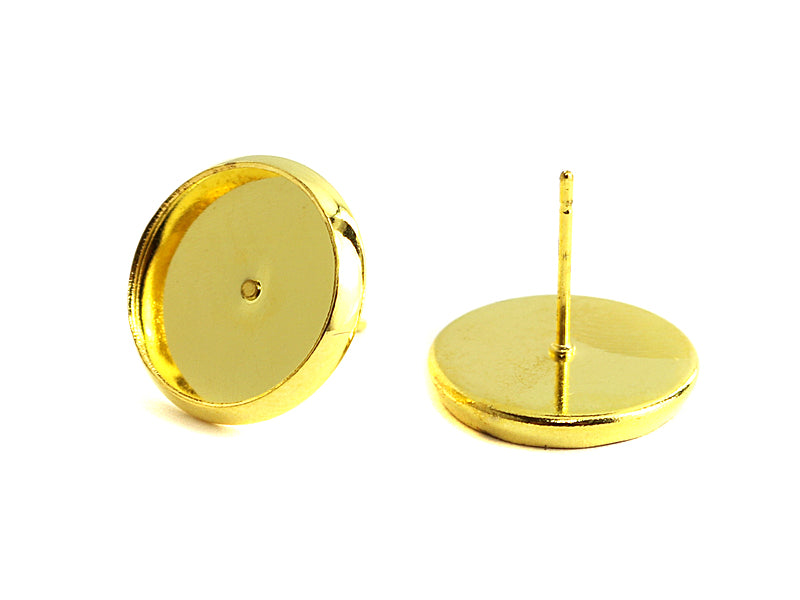 Ohrstecker mit Fassung in goldfarben 12 mm Cabochons