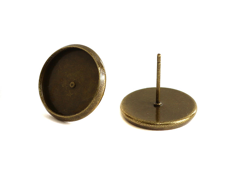 Ohrstecker mit Fassung in bronzefarben für 12 mm Cabochons