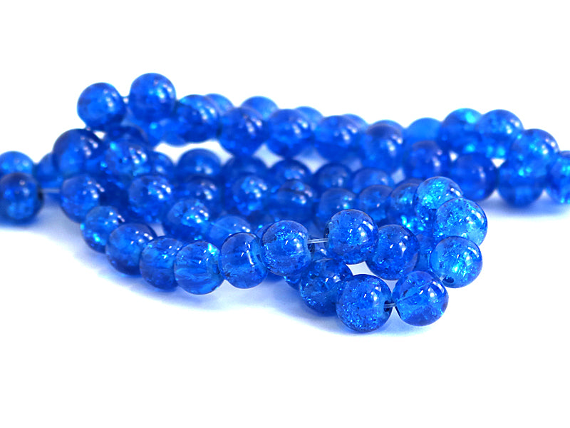 Crackle Glasperlen in blau 8 mm Durchmesser - 100 Stück