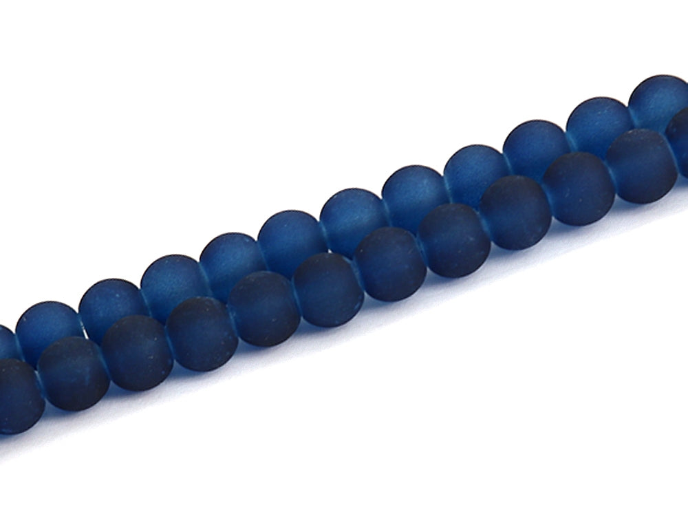 Glasperlen “Frost“ 8 mm - nachtblau - 100 Stück