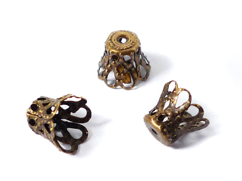 Perlkappen / Zierkappen in bronze 9 x 7 mm - 20 Stück