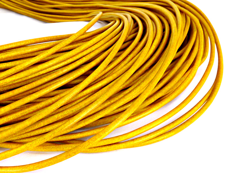 Rindlederband in gelb 2 mm stark - 1 Meter