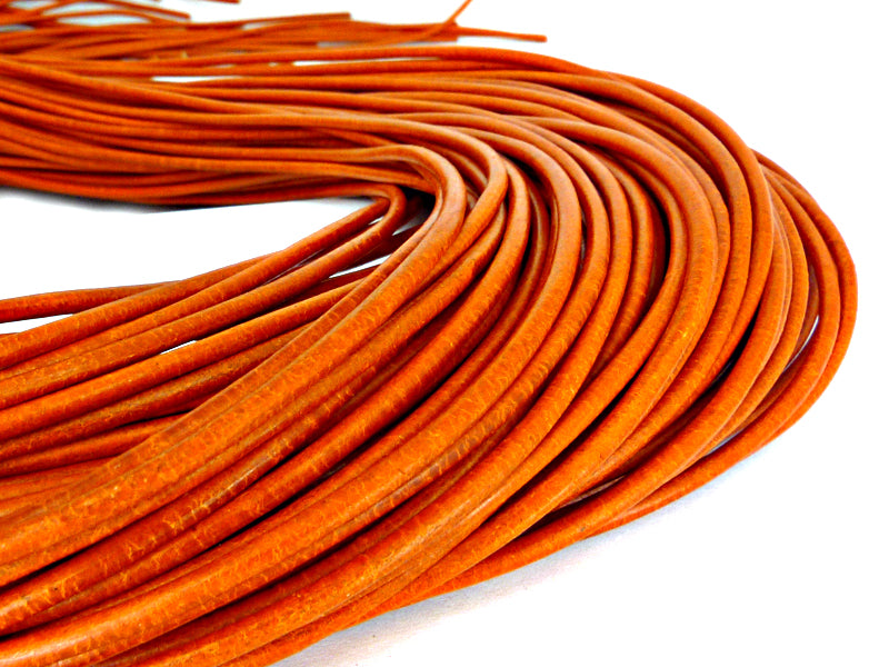 Rindlederband in orange 2 mm stark - 1 Meter