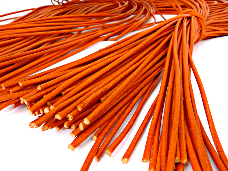 Rindlederband in orange 2 mm stark - 10 Stück je 1 Meter