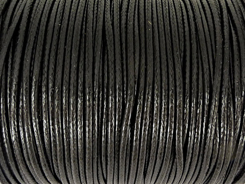Baumwoll Kordel Korean Wax Cord 2mm in schwarz - 5 Meter