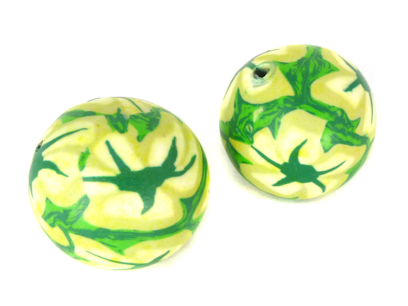 FimoPerlen in grün, hellgrün, weiß 26 mm - 2 Stück