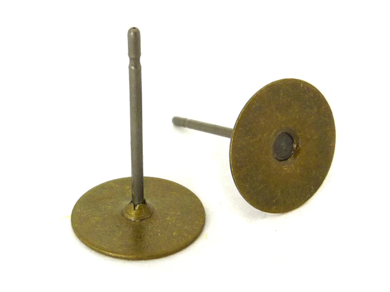 Ohrstecker mit Platte 8 mm in bronzefarben