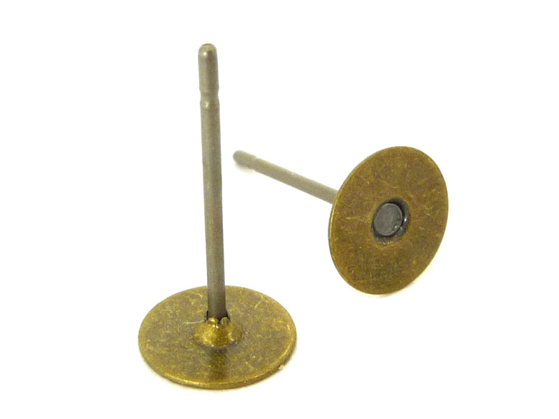 Ohrstecker mit Platte 6mm in bronzefarben