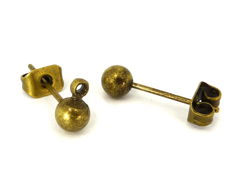 Ohrstecker “Kugel“ 4 mm in bronzefarben