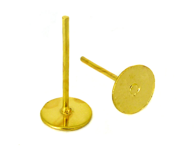 Ohrstecker mit Platte 6mm in goldfarben
