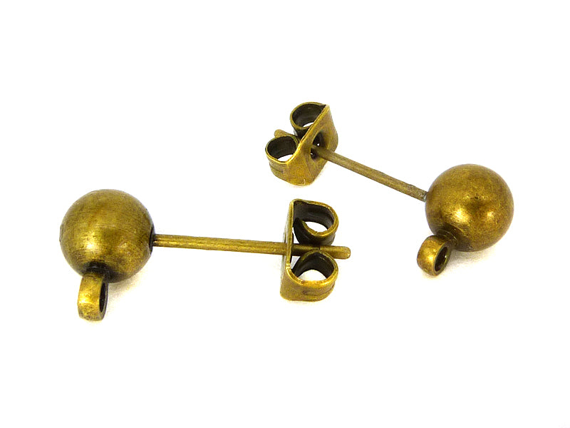 Ohrstecker “Kugel“ 5 mm in bronzefarben