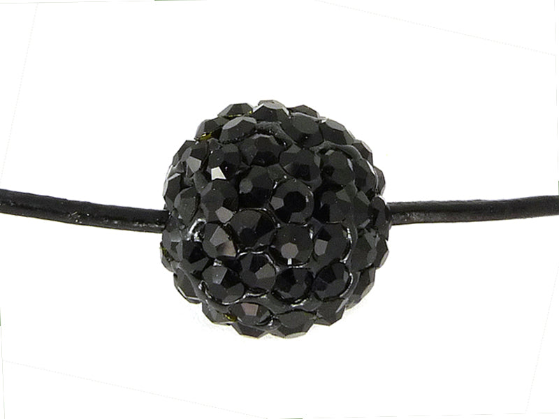 Strasssteinperle / Shamballa Perle 10mm in schwarz - 1 Stück