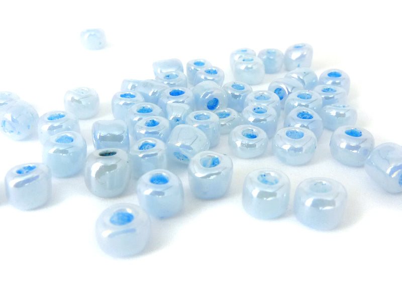 Rocailles Perlen perlisiert in hellblau- 6/0 - 20 Gramm