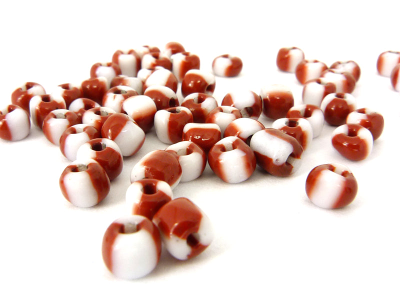 Rocailles Perlen in rot/weiß 4mm - 6/0 - 20 Gramm