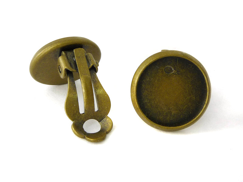 Ohrclips in bronze mit Fassung 12 mm Durchmesser