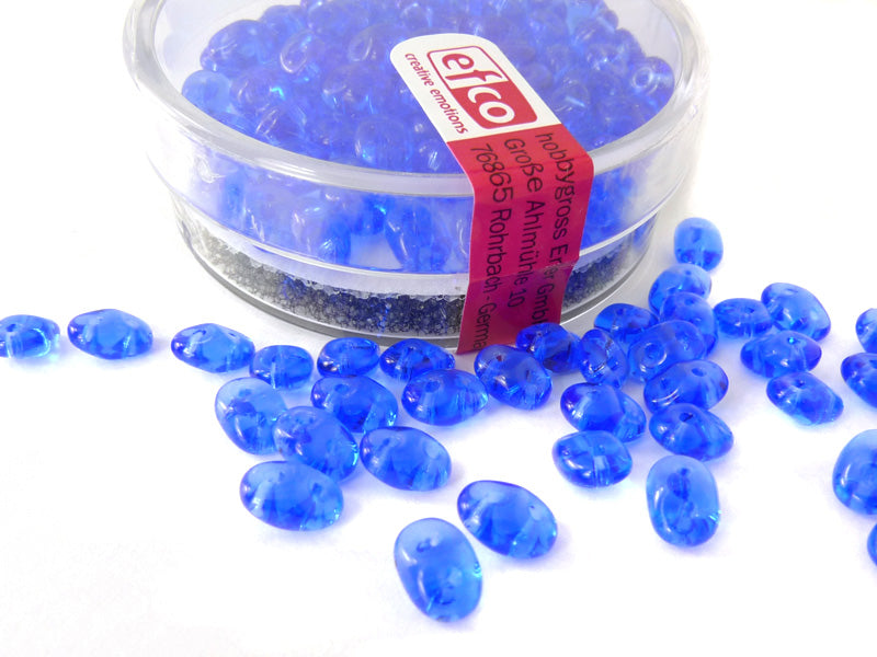 Superduo Glasperlen von EFCO in blau 4x2mm - 10g