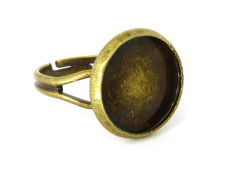 Fingerring /  Ringkomponenten in bronze für Cabochons 12mm - 1 Stück