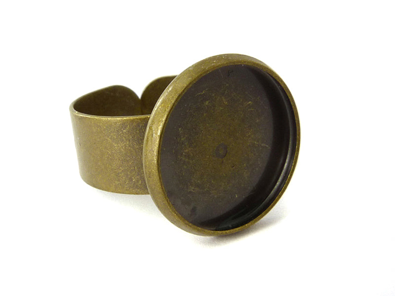 Fingerring / Ringkomponenten in bronzefarben für Cabochons 14mm