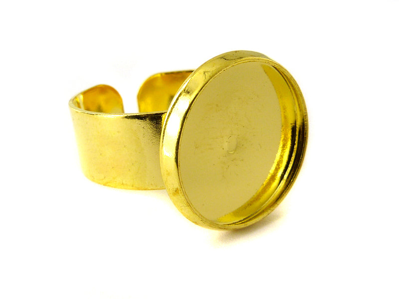 Fingerring / Ringkomponenten in goldfarben für Cabochons 14mm