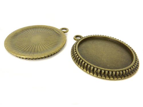 Vintage Anhänger / Metallanhänger für Cabochons 25 mm in bronzefarben