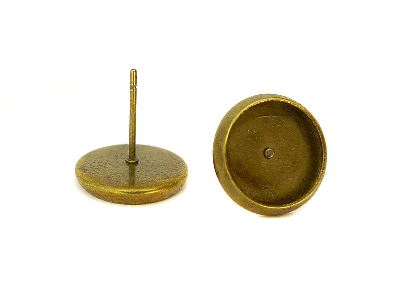 Ohrstecker mit Fassung in bronzefarben für 10mm Cabochons