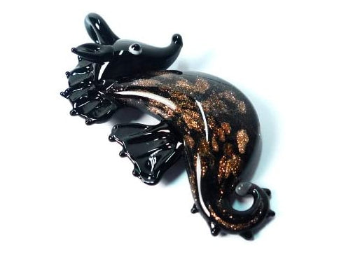 Glasanhänger “Seepferd“ in schwarz 35 x 70 mm - 1 Stück
